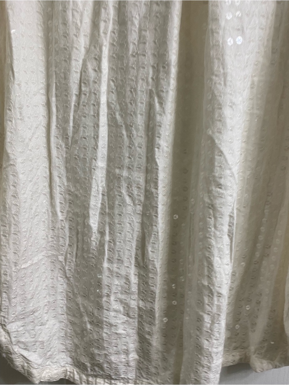 Anthropologie Maeve Sequn Textured Button Down Long Sleeve Lagenlook Cream Top L - Picture 10 of 15